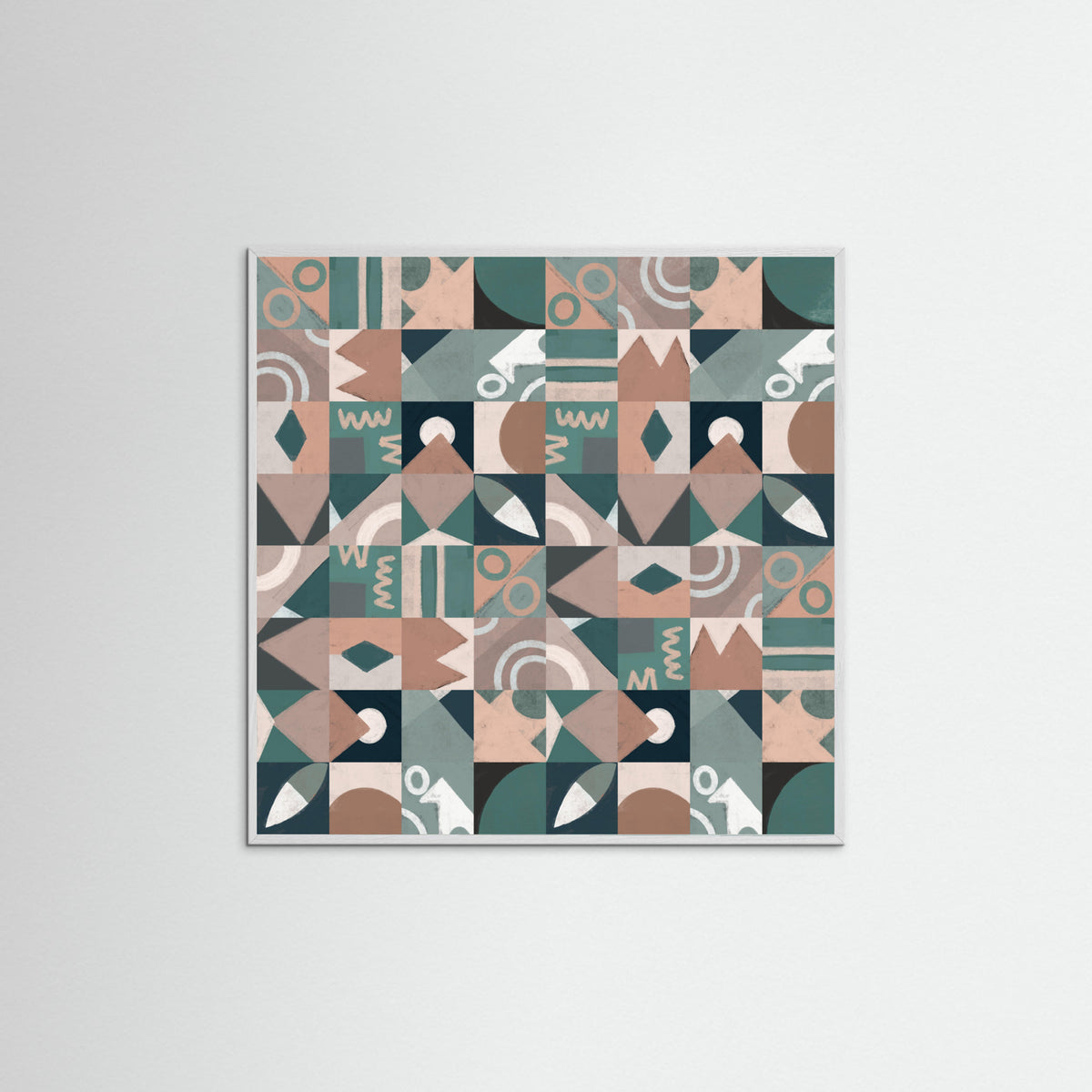 White Wood The Mid Century Grid Pattern Poster