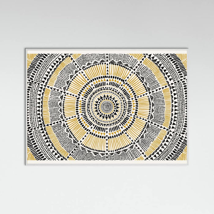 White Wood Tribal Sun Poster
