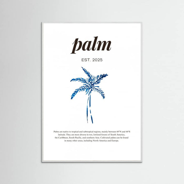 Tropical Palm Tree Poster | Aesthetic Blue Decor with Modern Coastal Style – plakat og kunsttryk