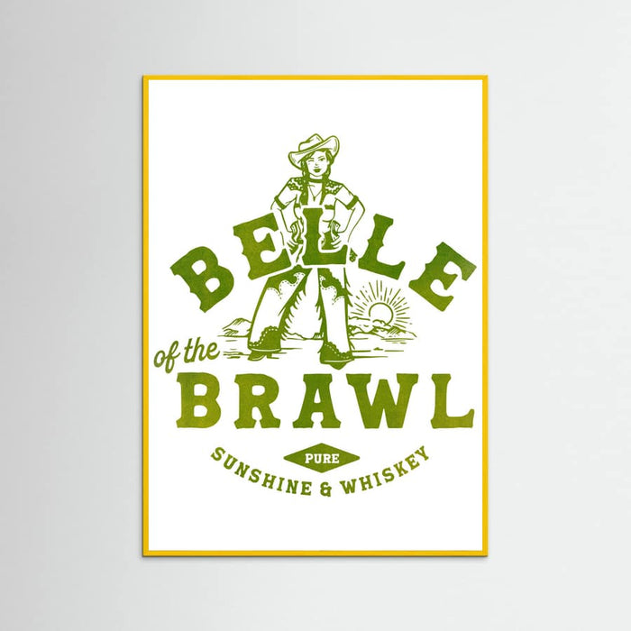 Yellow Wood Belle Of The Brawl Cowgirl Wall Art Poster