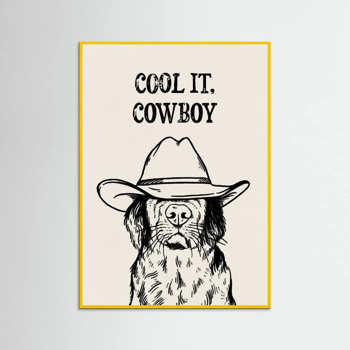 Yellow Wood Cool it Cowboy Black Poster