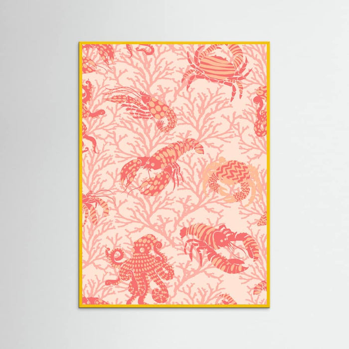 Coral and Lobster peachy fuzz pattern Poster – poster and art print