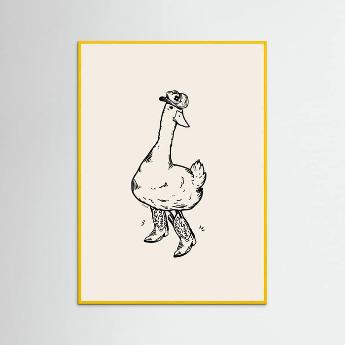 Yellow Wood Duck wearing Western Boots Poster
