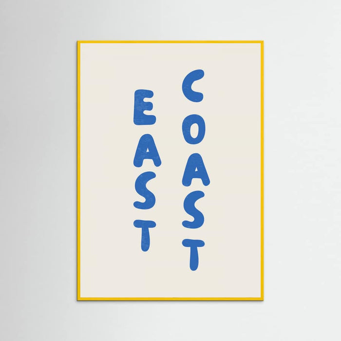 East Coast Vertical Text Bold Blue Poster – Poster und Kunstdruck