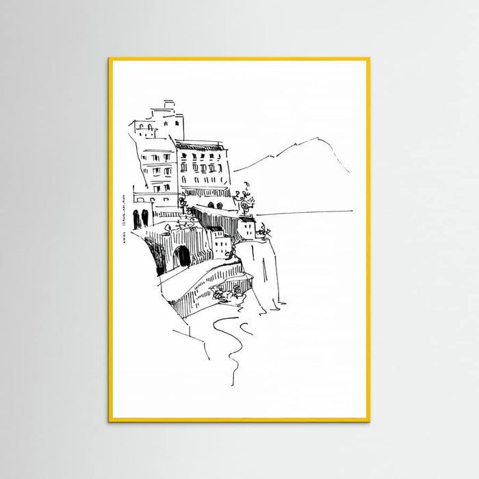 Italian Landscape Art, Amalfi Coast Small Towns By The Sea Poster – Poster und Kunstdruck