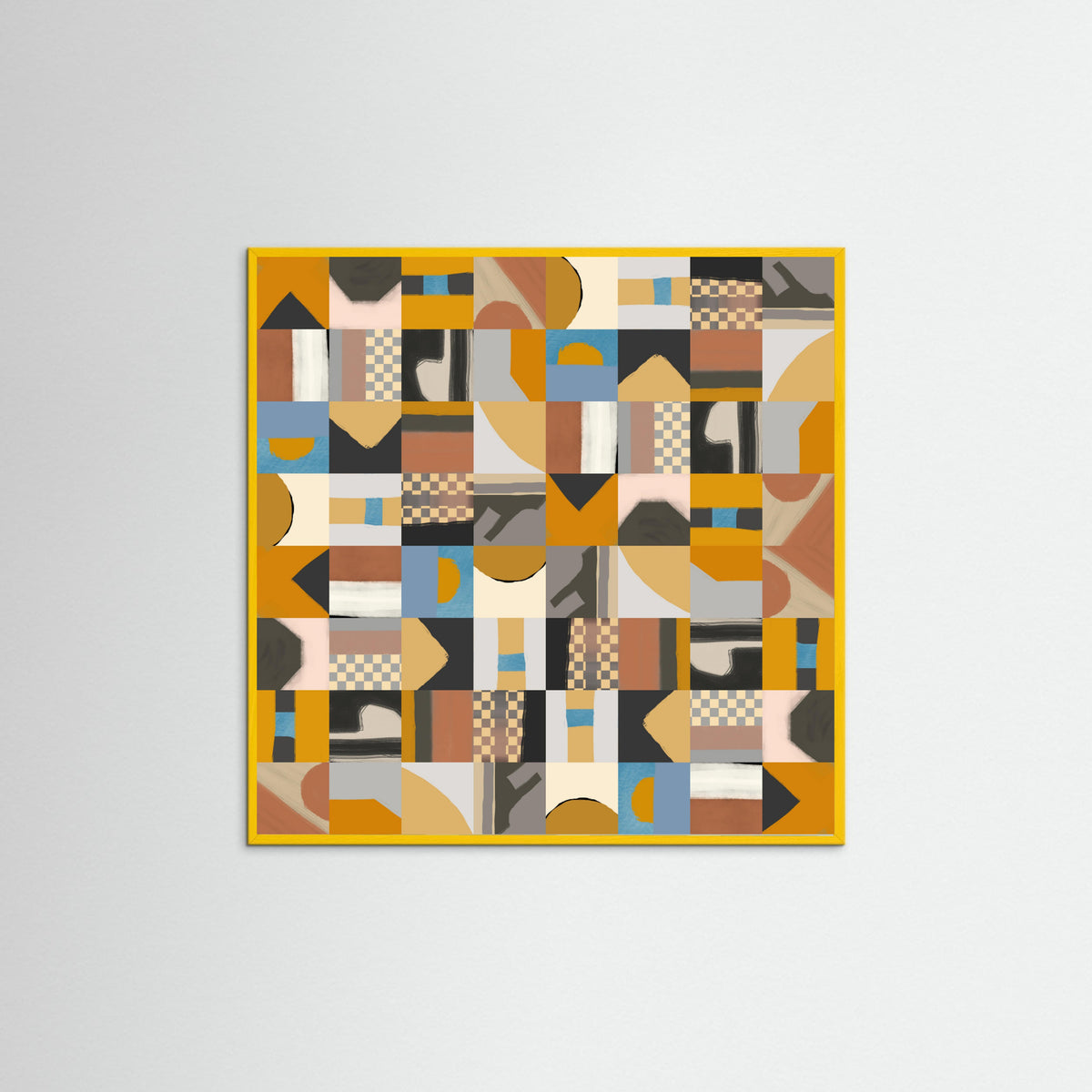 Yellow Wood Mid Century Grid Pattern Two Poster