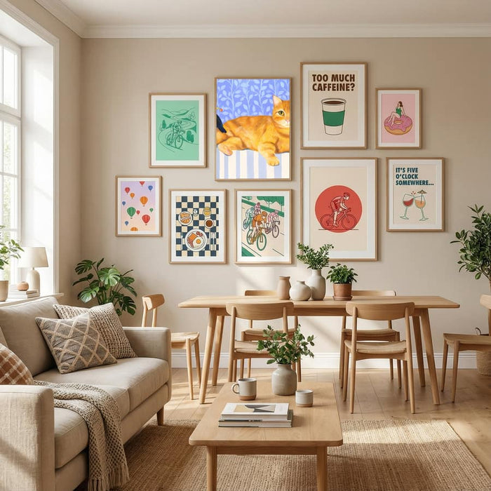 Ginger Cat and Blackbirds Poster – Poster und Kunstdruck