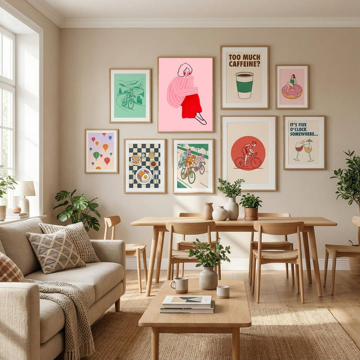 Pink and Red Line Lady Poster – plakat og kunsttryk