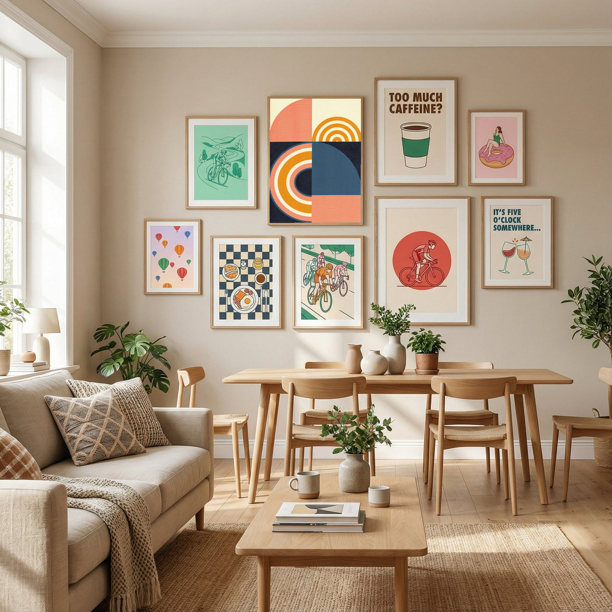 Rainbow Plus Shapes Blue Mustard9 Poster by Ana Rut Bre in Define Your Sanctuary gallery wall
