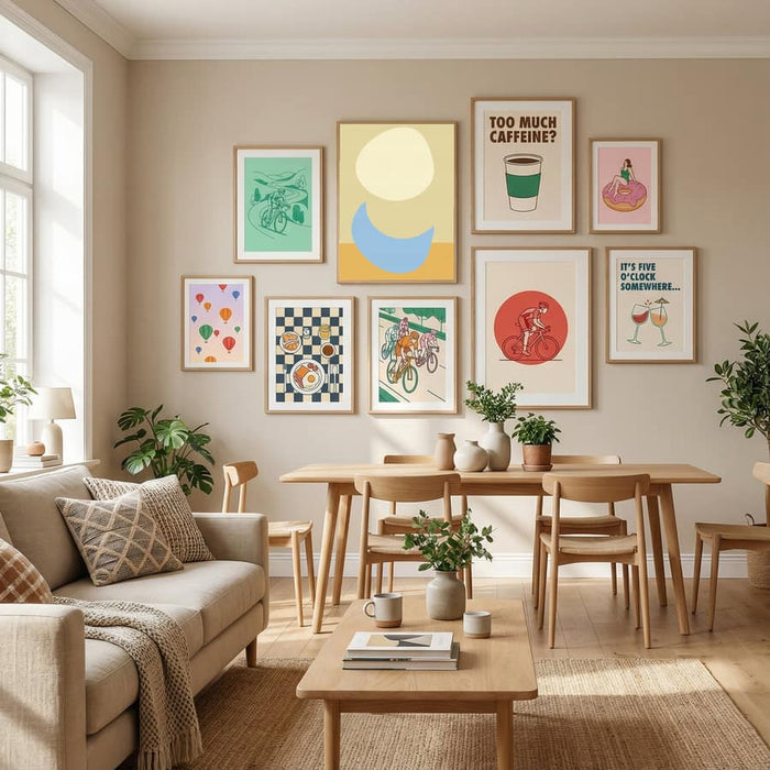 Stacked Ovals in Soft Yellow and Light Blue Poster by Dina Dankers in Define Your Sanctuary gallery wall