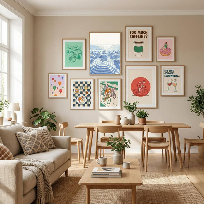 Striped Umbrellas Parchment Poster – poster och konsttryck