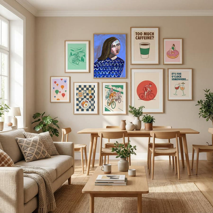 Poster Woman in Blue Sweater Naive Portrait Figurative – poster e stampa artistica