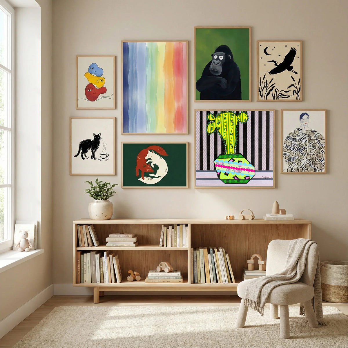 Cactus In a Green Pot Poster by David Galan in Modern Curation gallery wall