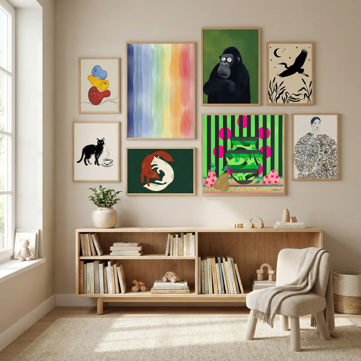 Green Vase & Pears Poster by David Galan in Modern Curation gallery wall