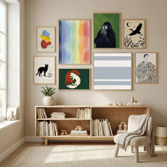 Simple Blue Lines Pattern Poster – plakat og kunsttryk