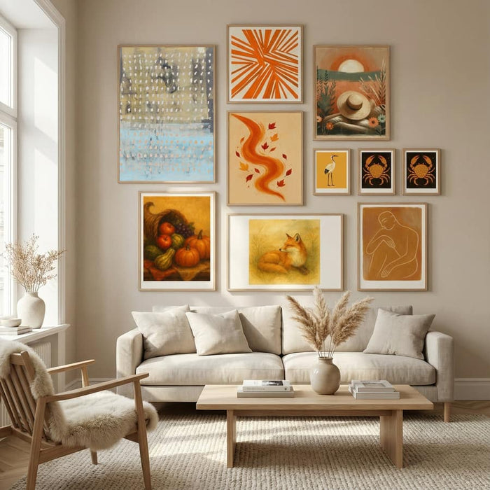 Contemporary Abstract In Yellow, Taupe, Light Blue Poster by Dina Dankers in Nordic Tranquility gallery wall
