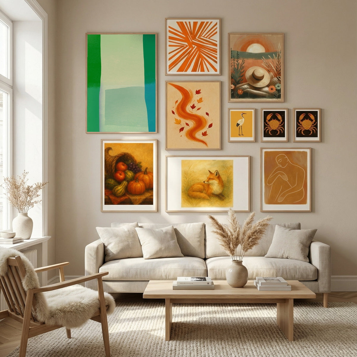 Green square color collage Poster by Little Dean in Nordic Tranquility gallery wall