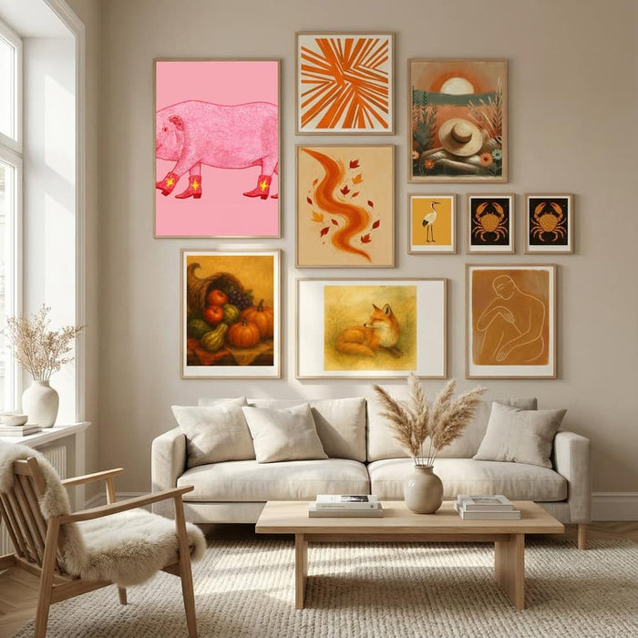 Marjorie the Cowgirl Pig Poster by Anyone Can Yeehaw in Nordic Tranquility gallery wall