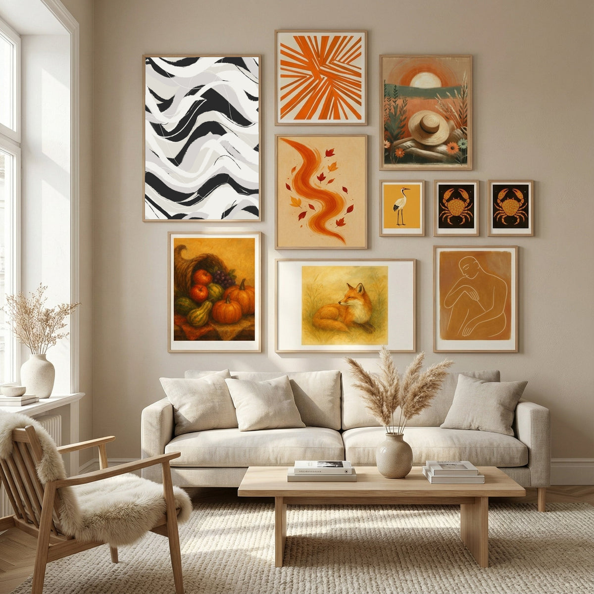 White Black Waves Pattern Square Poster by Treechild in Nordic Tranquility gallery wall