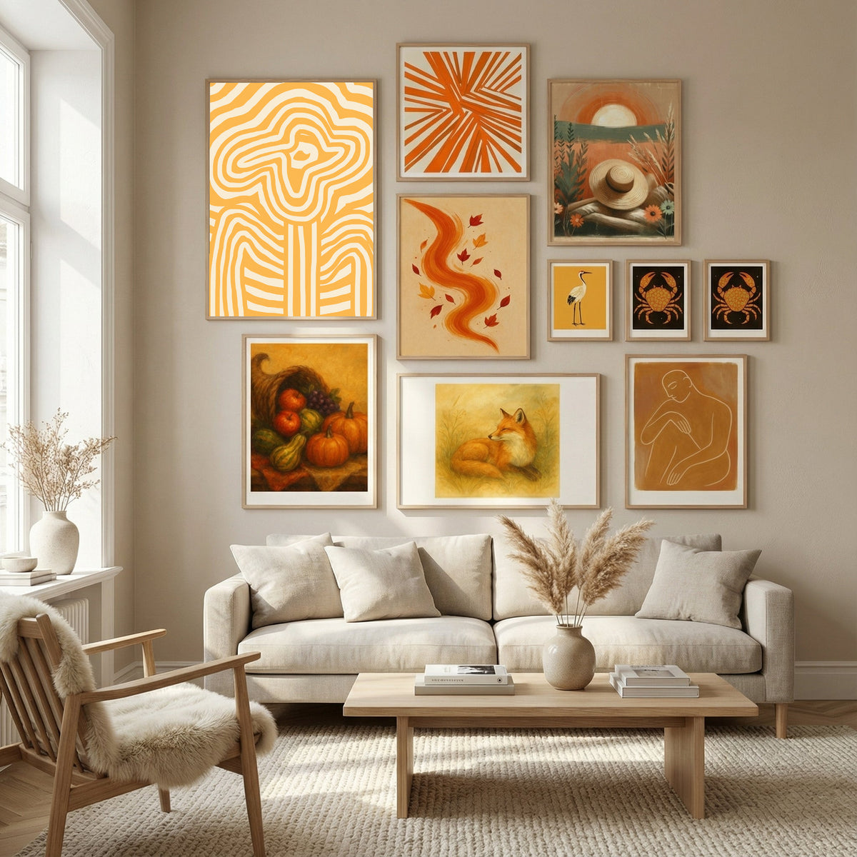 Yellow Striped Flower Poster by Little Dean in Nordic Tranquility gallery wall