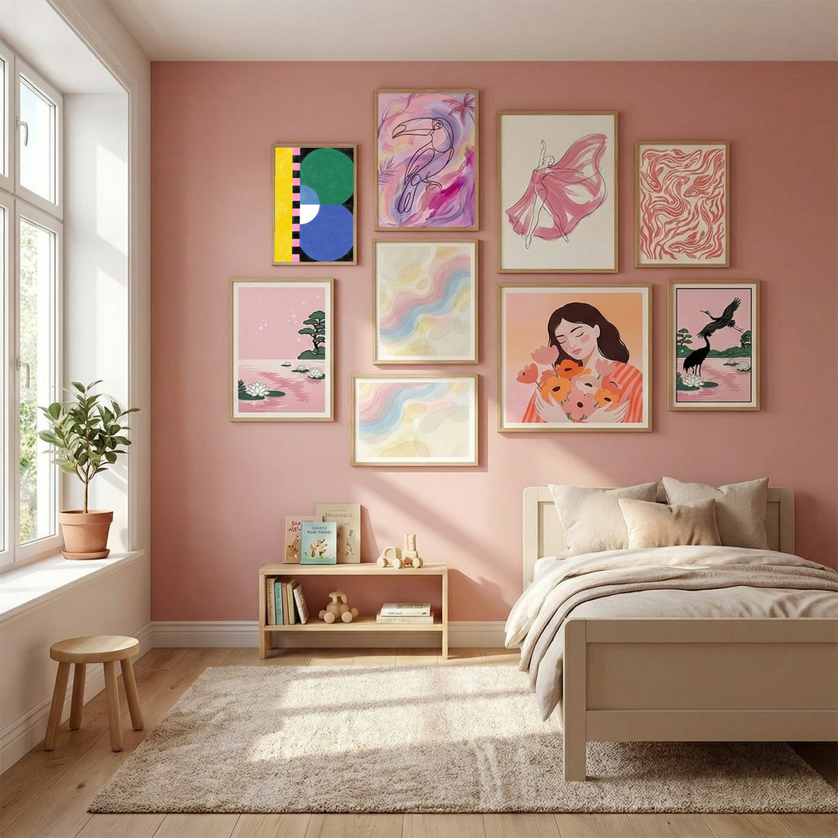Abstract Composition No. 39 Poster by Elena Ristova in Serene Pink gallery wall