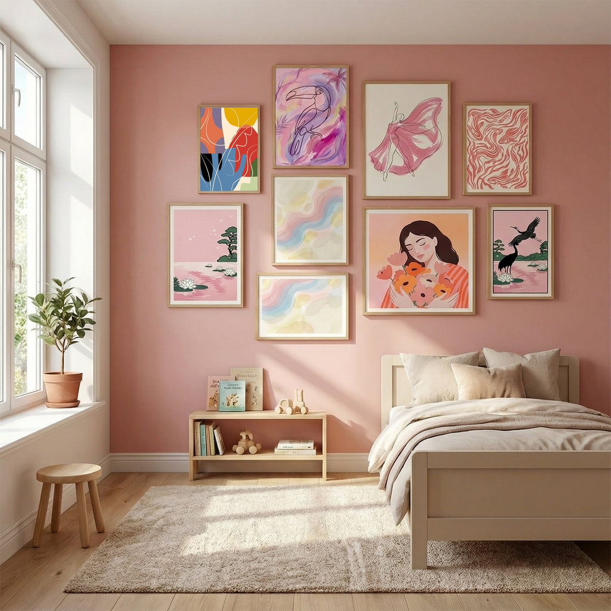 Abstract Color Collage Poster by Little Dean in Serene Pink gallery wall