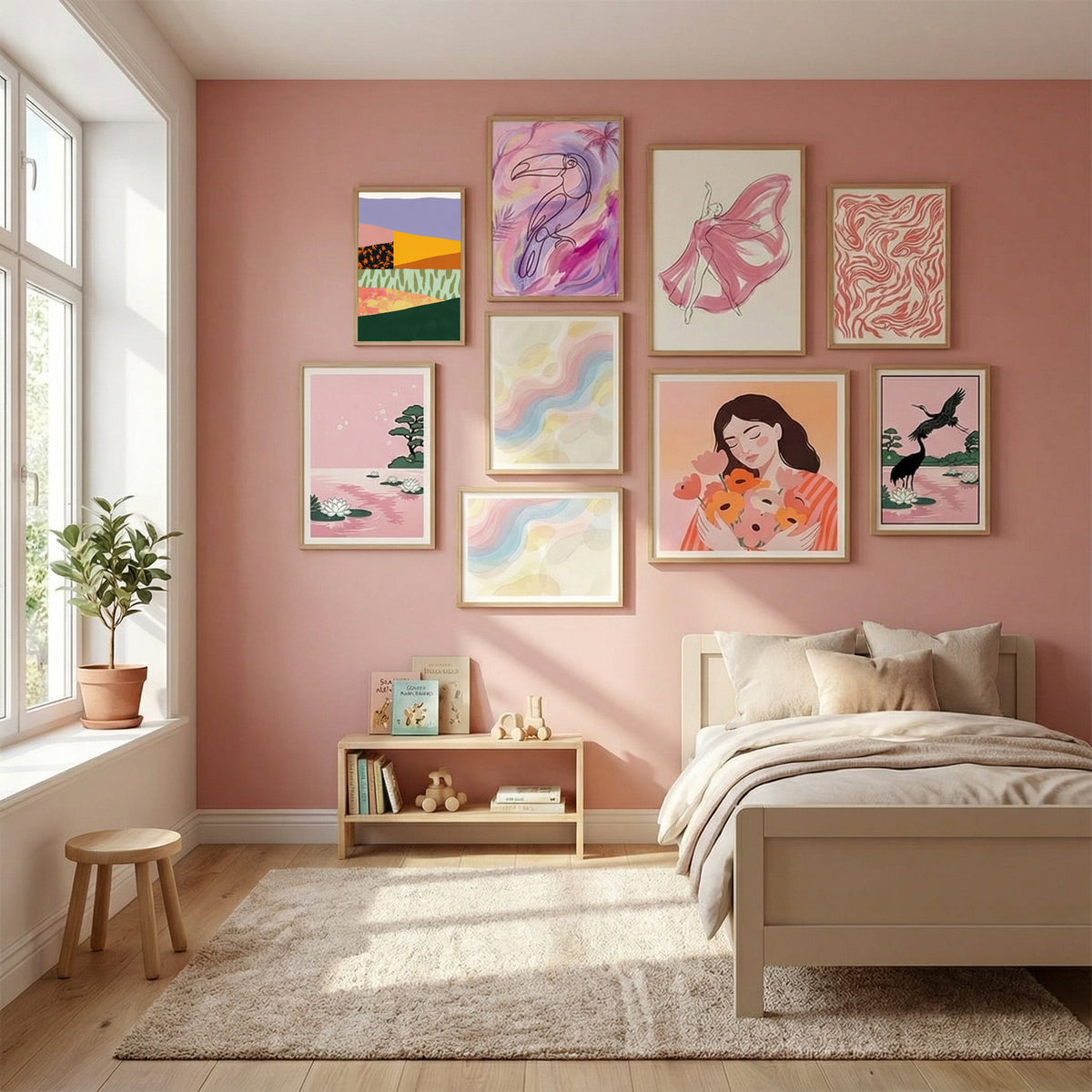 Collage abstract minimalism Poster by Little Dean in Serene Pink gallery wall