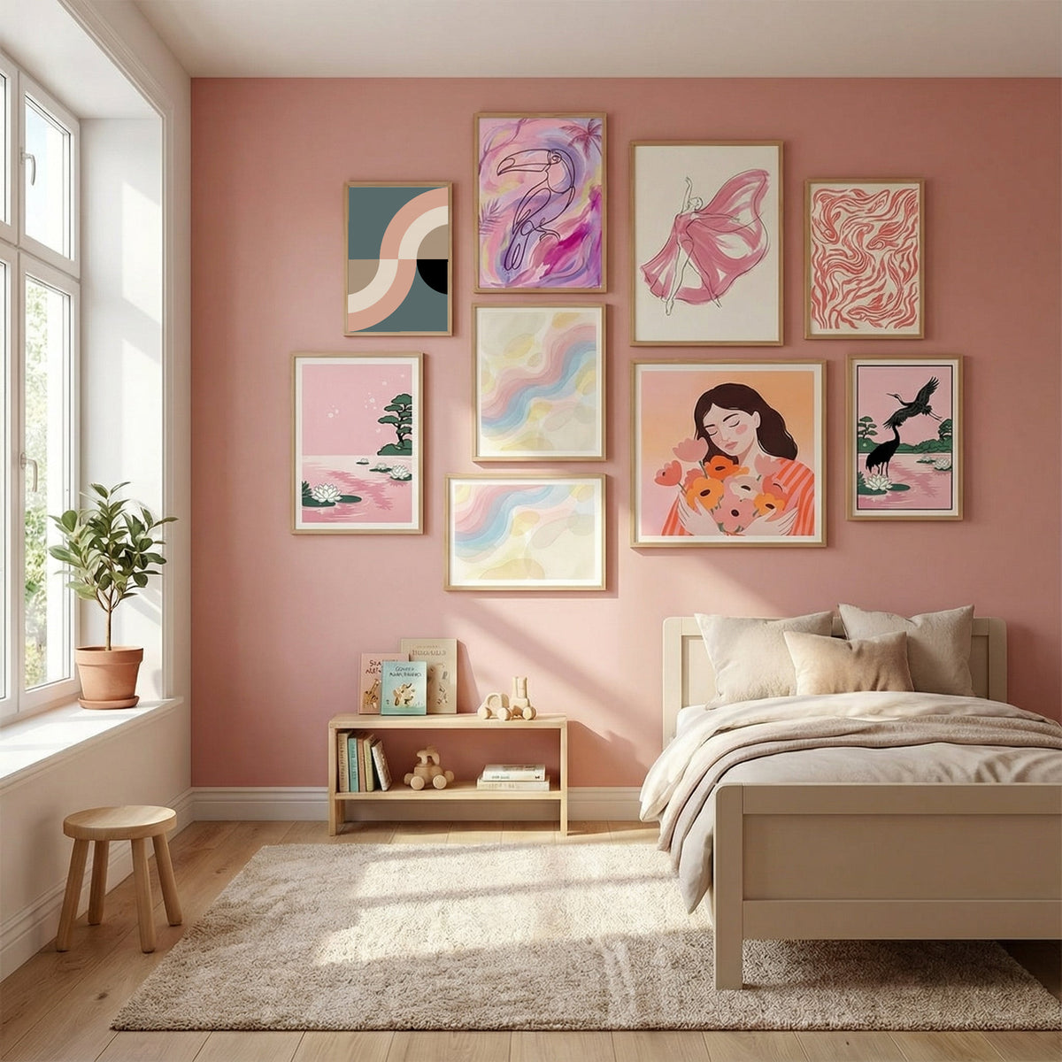 Contemporary Abstract 23 Poster by Nilesh Kulkarni in Serene Pink gallery wall