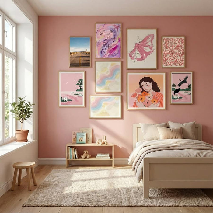 Joshua Tree Road Poster by Bethany Young in Serene Pink gallery wall