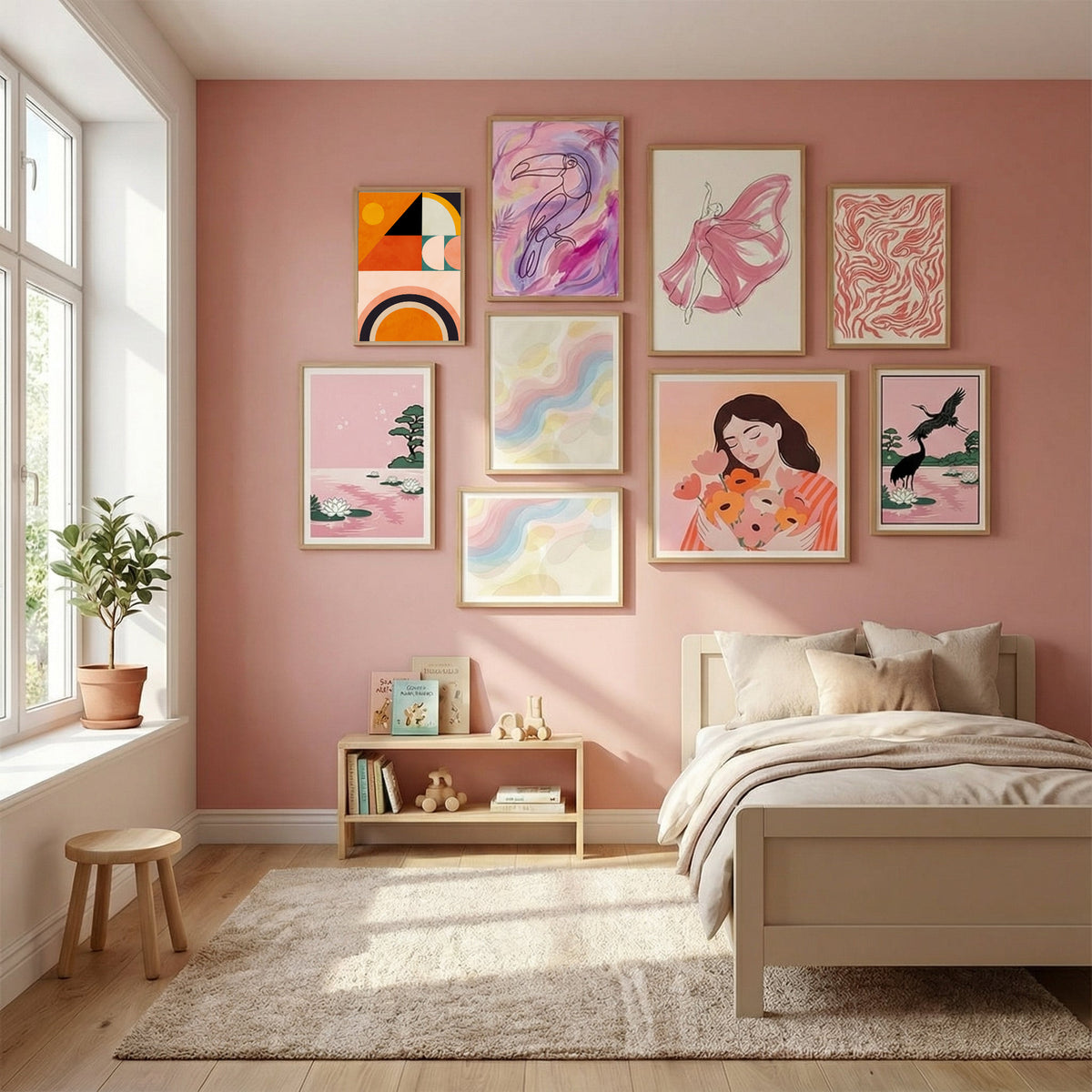 Playing Around Shapes 4 Poster by Ana Rut Bre in Serene Pink gallery wall