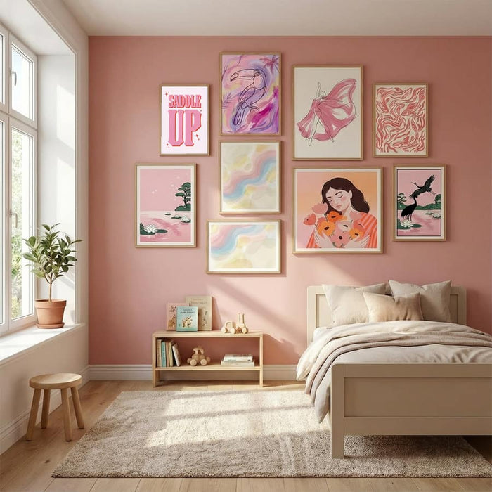 Saddle Up Poster by Frankie Kerr Dineen in Serene Pink gallery wall