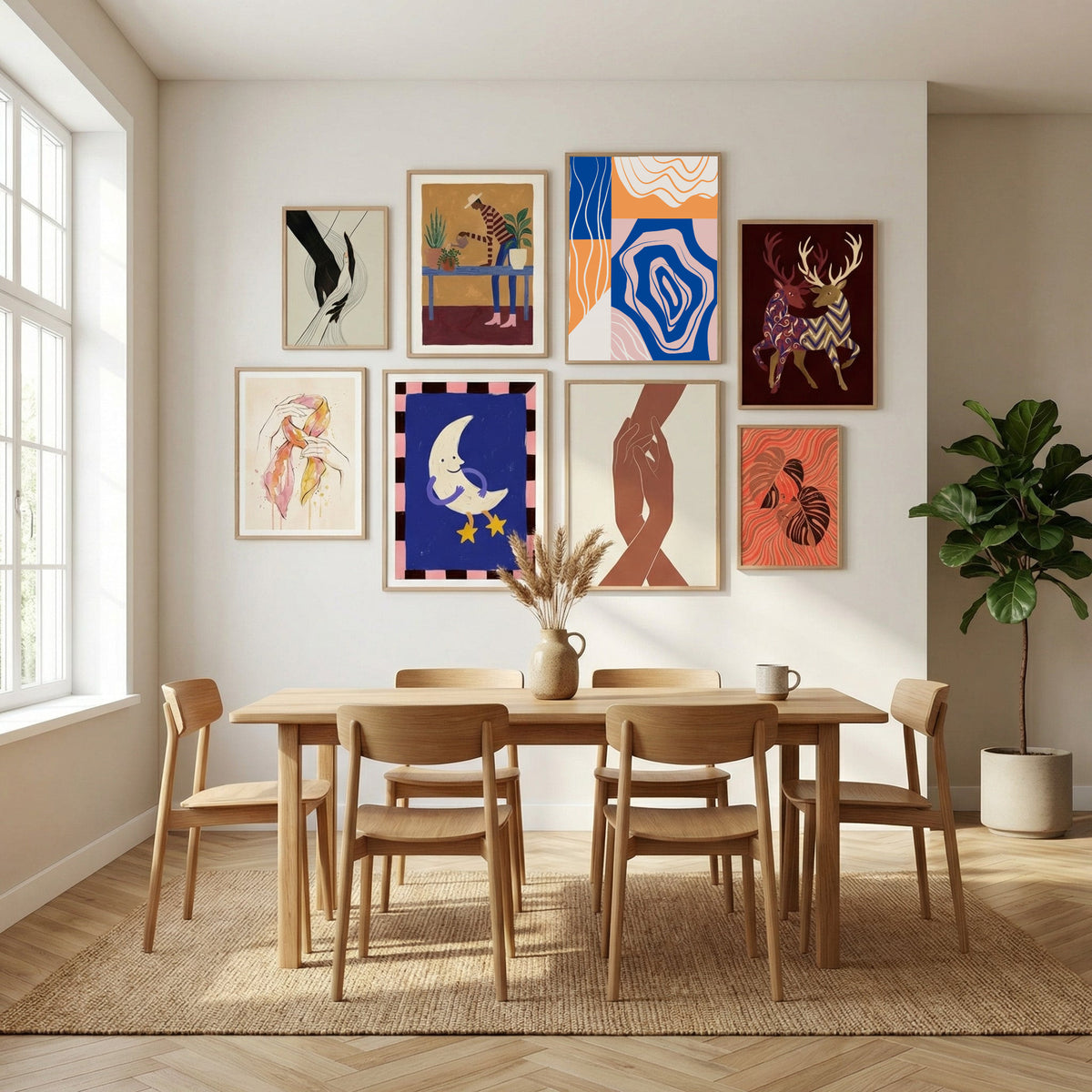 Abstract Collage In Blue and Orange Poster by Little Dean in Sophisticated Simplicity gallery wall