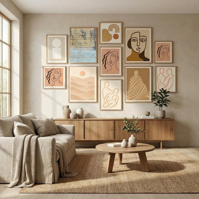 Contemporary Abstract In Yellow, Taupe, Light Blue Poster by Dina Dankers in Evolving Winter Elegance gallery wall