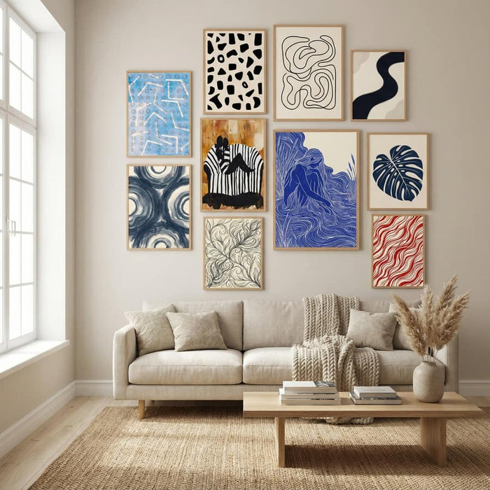 Contemporary Abstract In White and Blue Poster by Dina Dankers in Winter Sanctuary gallery wall