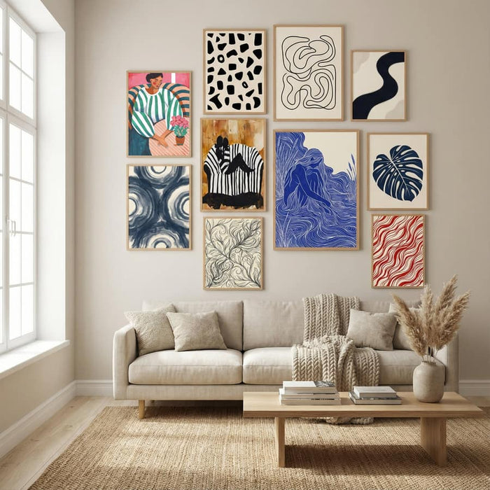 Affiche Woman in stripes in thought – affiche et impression d’art