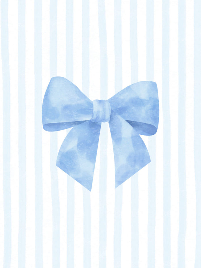 Blue Bow On Stripes Poster – poster och konsttryck