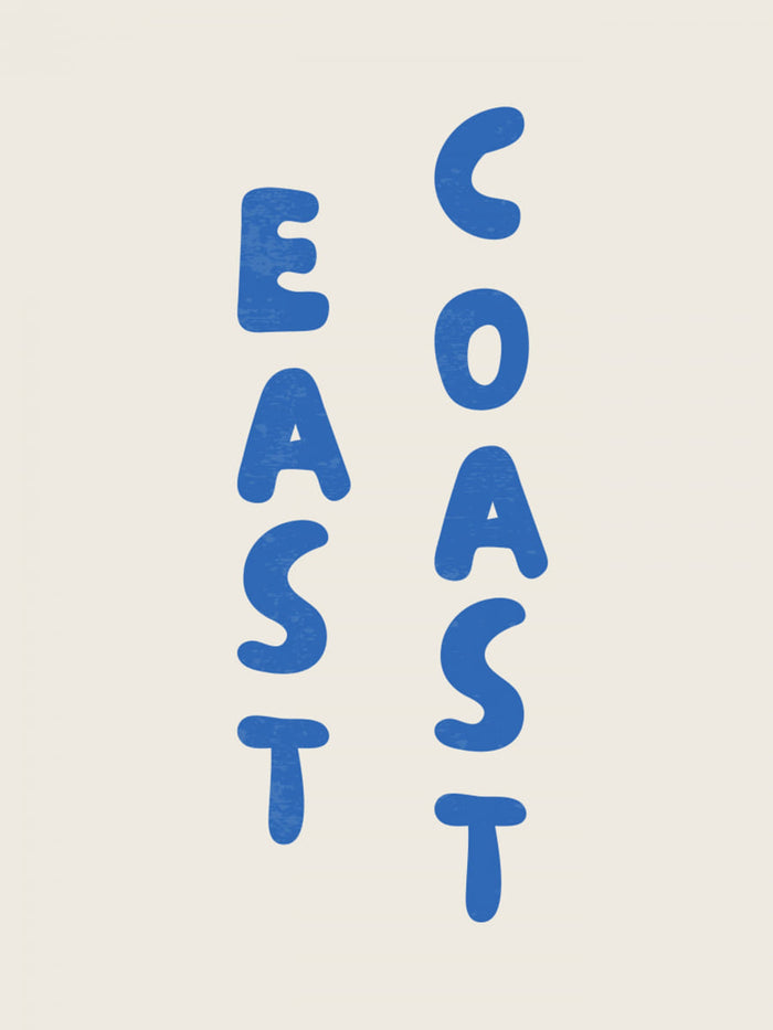 East Coast Vertical Text Bold Blue Poster – Poster und Kunstdruck