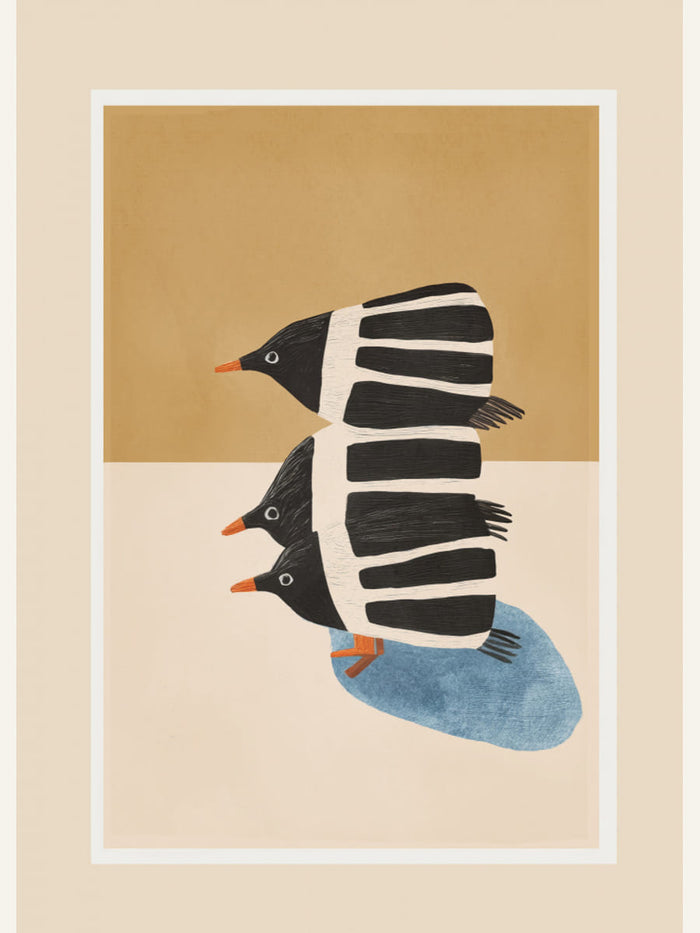 Minimal Penguin Stack Poster – poster och konsttryck