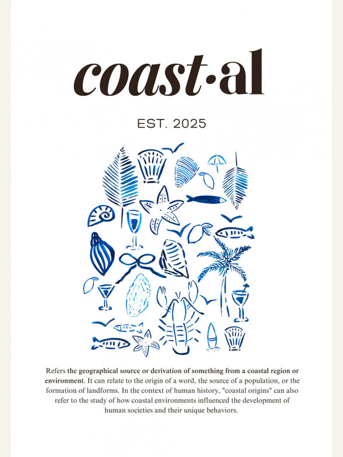 Póster Minimalist Blue Coastal Poster | Aesthetic Tropical and Marine Illustrations – póster e impresión artística