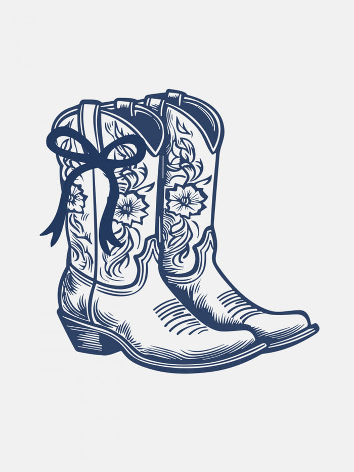 Navy Blue Cowgirl Boots with Bow Poster – plakat og kunsttryk