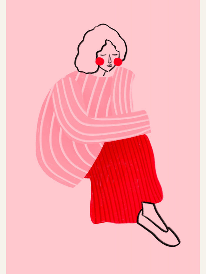 Pink and Red Line Lady Poster – plakat og kunsttryk