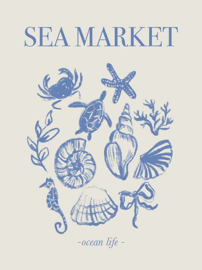 Sea Market Blue Artprint Poster – Poster und Kunstdruck