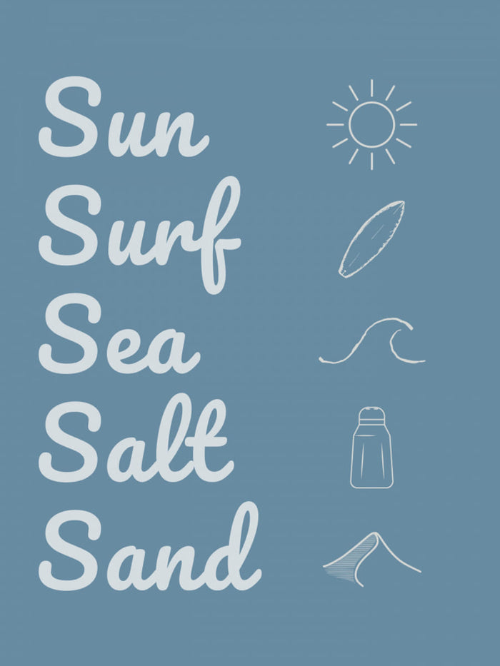 Sun Surf Sea Salt Sand Dark Blue Poster – Poster und Kunstdruck