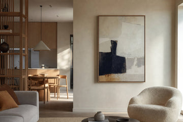 Nordic editorial high-end Nordic interior featuring hero artwork that visually communicates the art movement or style named in the title