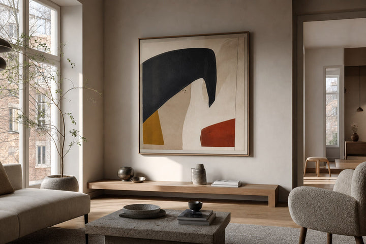Nordic editorial high-end Nordic interior featuring hero artwork that visually communicates the art movement or style named in the title