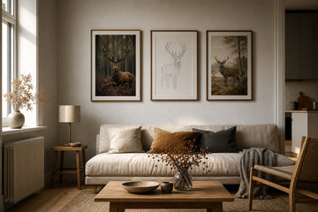 Nordic editorial seasonally styled Nordic living space featuring framed wall art and restrained seasonal details that directly express the article theme