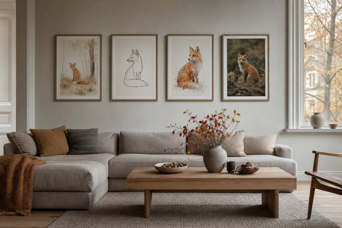 Nordic editorial seasonally styled Nordic living space featuring framed wall art and restrained seasonal details that directly express the article theme
