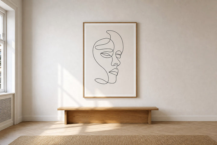 Nordic editorial high-end Nordic interior featuring hero artwork that visually communicates the art movement or style named in the title