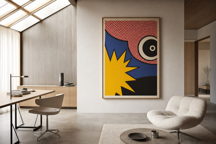 Nordic editorial high-end Nordic interior featuring hero artwork that visually communicates the art movement or style named in the title