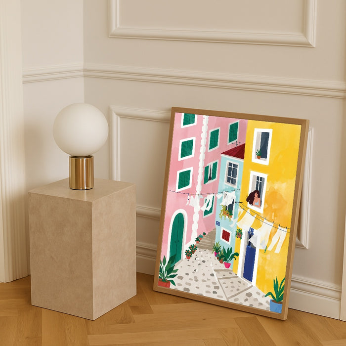 Colorful Village Alley – plakat og kunsttryk
